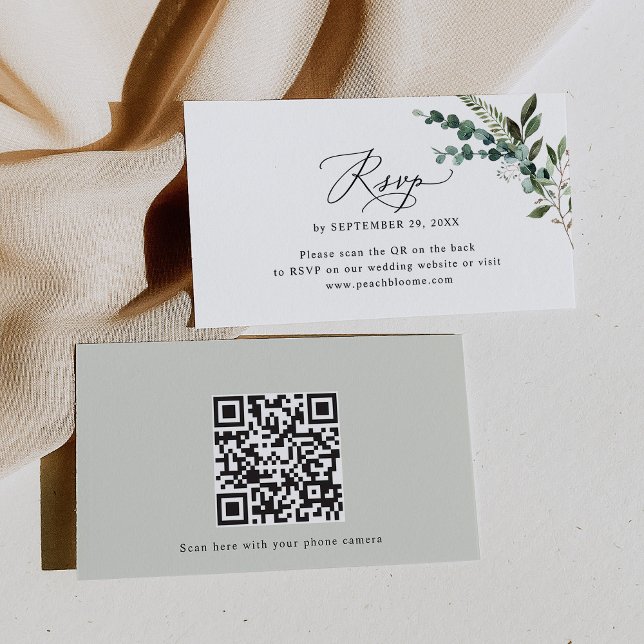 Código QR Eucalyptus Greenery Casamento Cartões RS (Criador carregado)