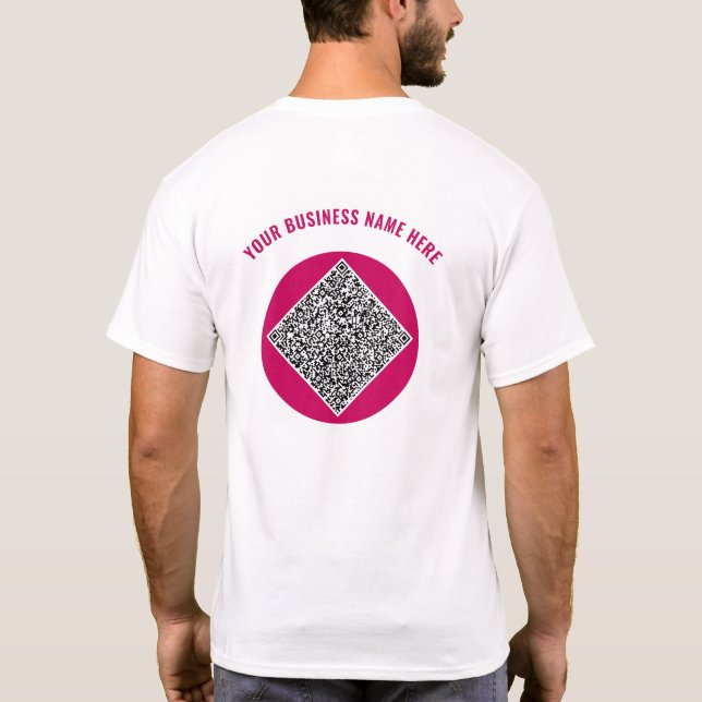 Código QR Exemplo de T-Shirt comercial Texto perso (Verso)