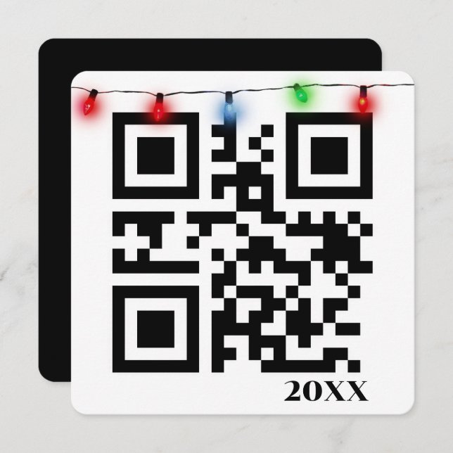 Código QR Feliz Natal com Luzes de String (Frente/Verso)
