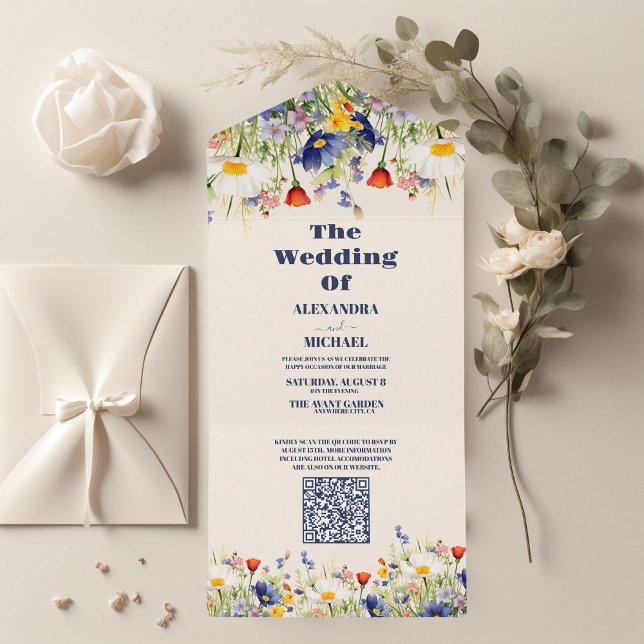 Código QR Flor Selvagem Casamento Russo Floral (Criador carregado)