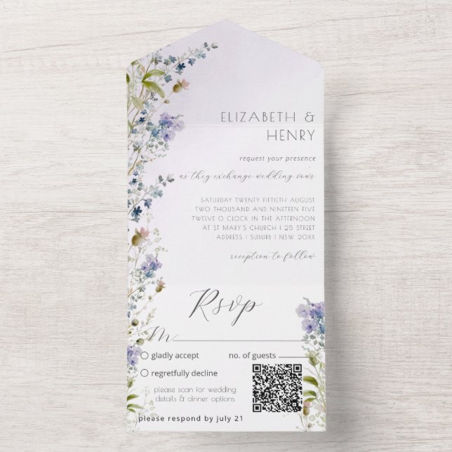 Código QR Flor Selvagem Romântico (Inside)