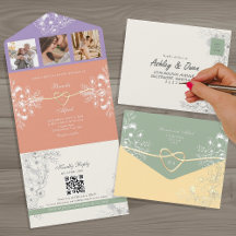 Código QR Floral Colorido Casamento de Primavera