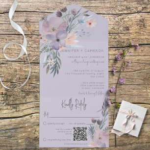 Código QR Floral de Boho de lavanda Tudo em Um Con