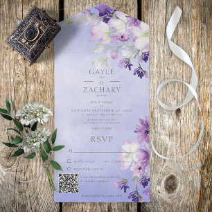 Código QR Floral de Boho Puro Periwinkle