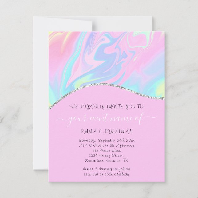 Código QR Floral de Orçamento Pinky Holograura (Frente)