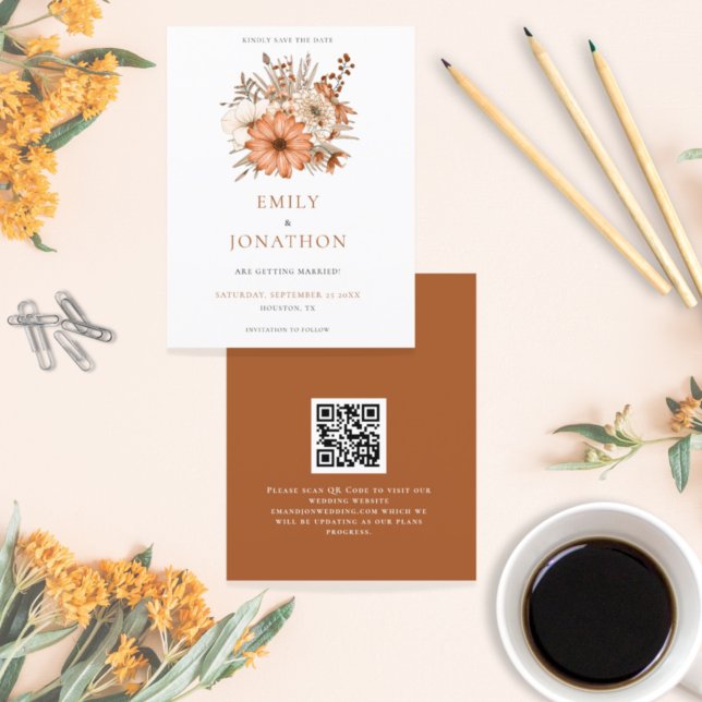 Código QR Floral de outono de Orçamento Casamento  (Criador carregado)