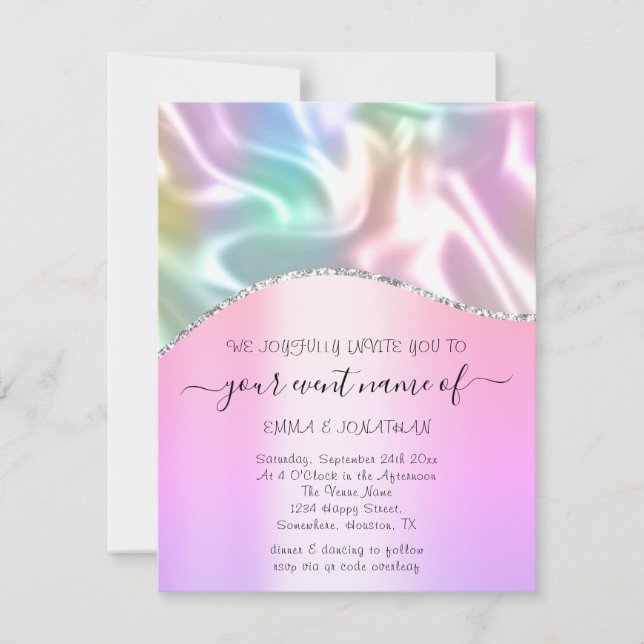 Código QR Floral do Orçamento Holográfico Rosa (Frente)