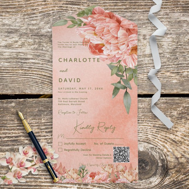 Código QR Floral dos Peões de Pessegueira Moderna (Criador carregado)