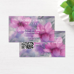 Código QR Floral Elegante, cor-de-rosa e cor-de-ág