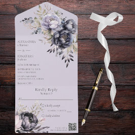 Código QR Floral Preto e Lavanda