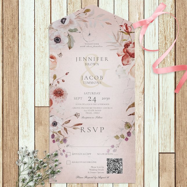 Código QR Floral Românico cor-de-rosa-Rosa (Criador carregado)