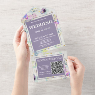 Código QR Floral Romântico Mauve