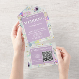 Código QR Floral Romântico Mauve