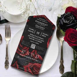 Código QR Floral Rosa preto-escuro Elegante