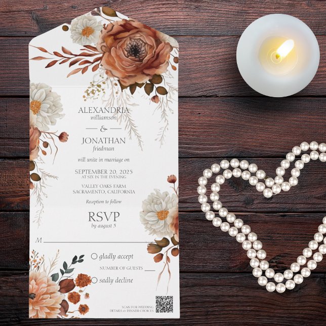 Código QR Floral Russo de Outono (Also available without QR code or with or without dinner options. )