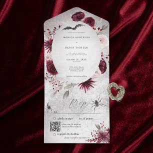 Código QR Floral Russo Preto Gótico e Borgonha