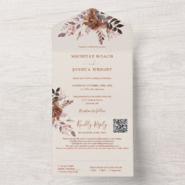 Código QR Floral Rústico para Casamento de Outono