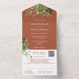 Código QR Floral Verde Terracota Casamento