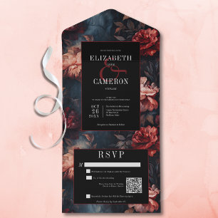 Código QR Floral Vermelho e Cor-de-rosa - Gótico E