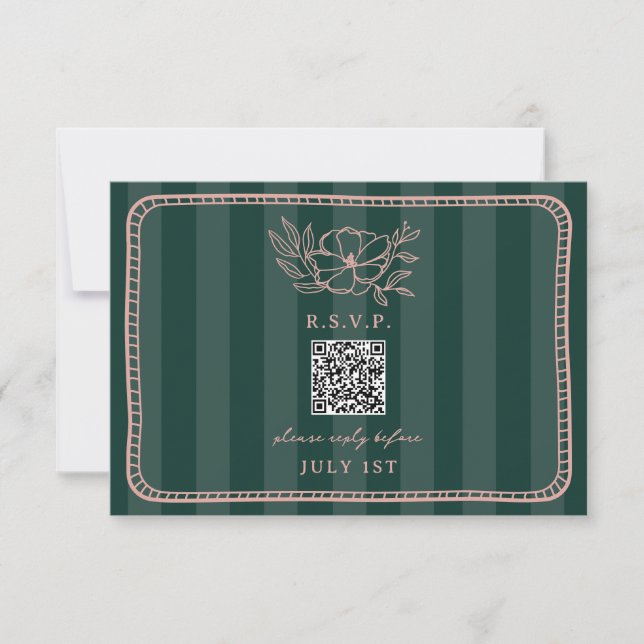 Código QR Greve Verde Casamento Floral QR RSVP (Frente)