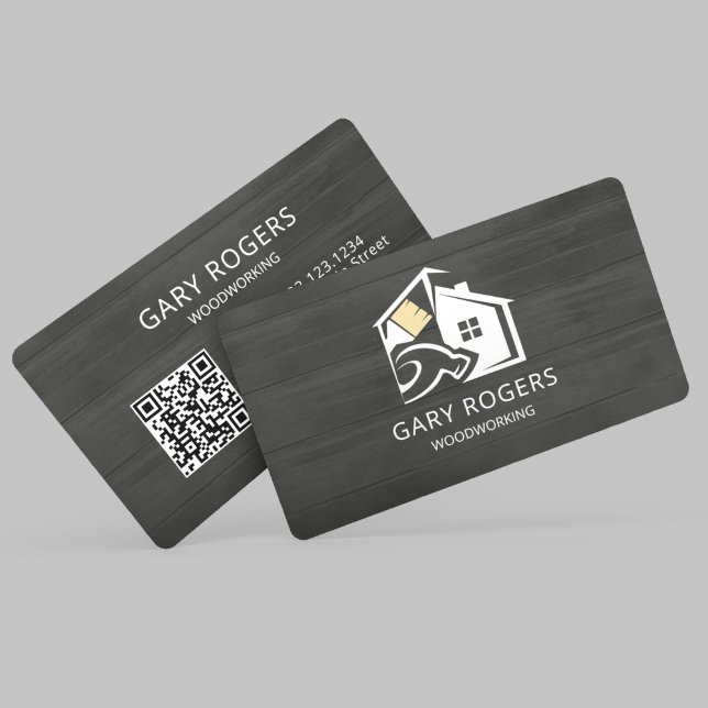 Código QR Handyman Wood Cartão de visita (Criador carregado)