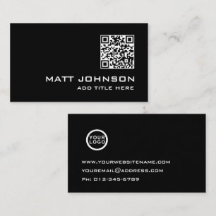 Código QR Logotipo Cartão de visita preto e bran
