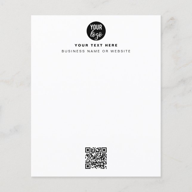 Código QR Logotipo comercial Branco moderno minima (Frente)