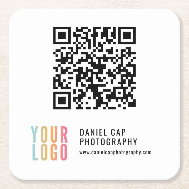 Código QR Logotipo Personalizado Porta-copos Promo (Frente)