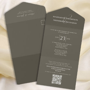 Código QR Marrom Neutro de Casamento Simples Perso