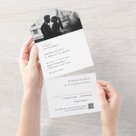 Código QR Minimalista Foto Casamento Moderno