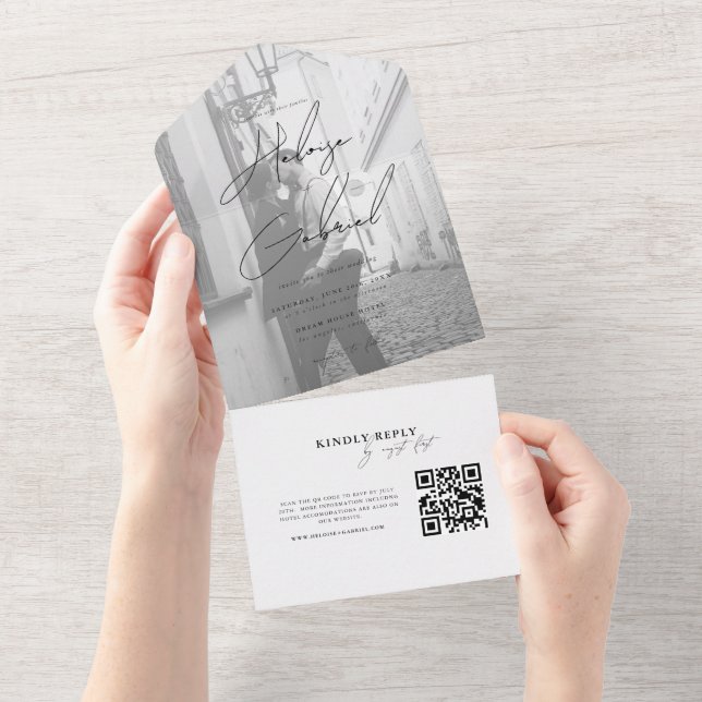Código QR minimalista tudo em um casamento fotográ (Aba destacável)