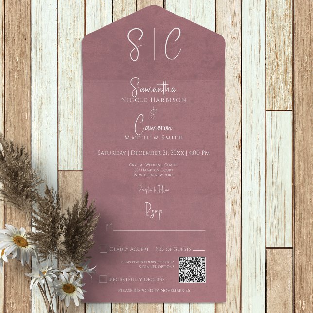 Código QR Mínimo do Monograma Rosa Moderno (Criador carregado)