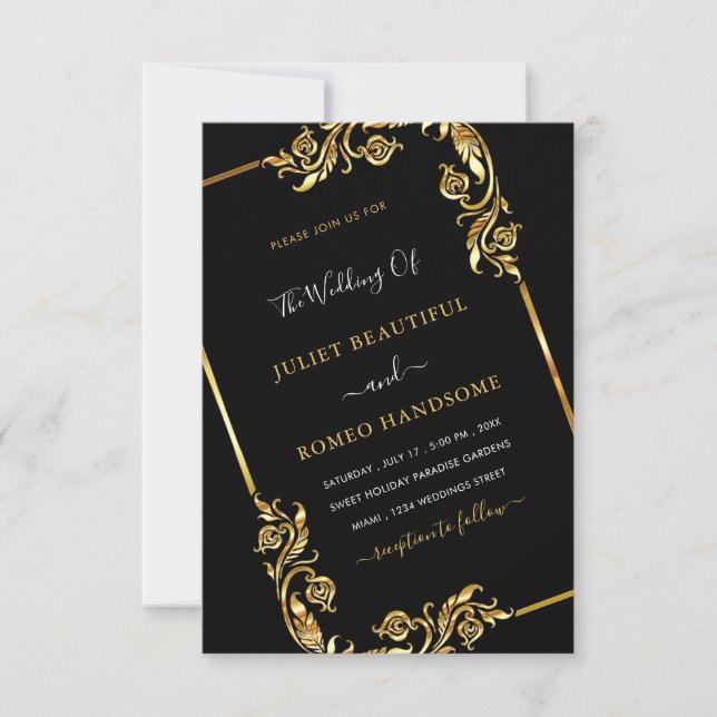 Código QR Modelo de Convite Dourado de Casamento P (Frente)