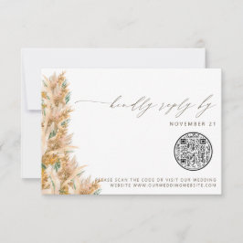 Código QR Modern Boho Pampas Grass Weding RSVP