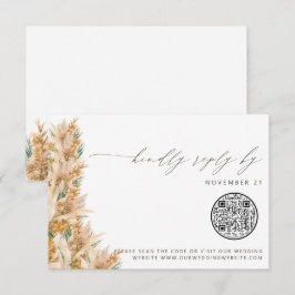 Código QR Modern Boho Pampas Grass Weding RSVP