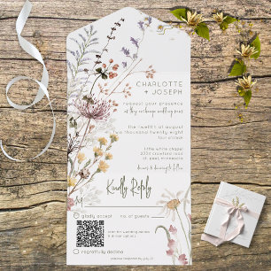 Código QR Moderno do Boho Pastel Wildflower