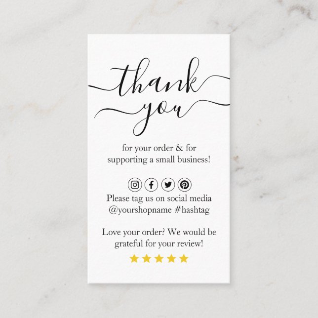 Código QR Moderno Obrigado Por Encomendar Cartões  (Frente)