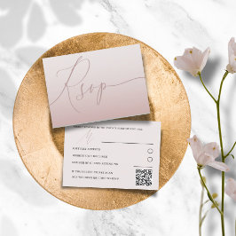 Código QR Moderno Rosa Dourado Simples RSVP Casame