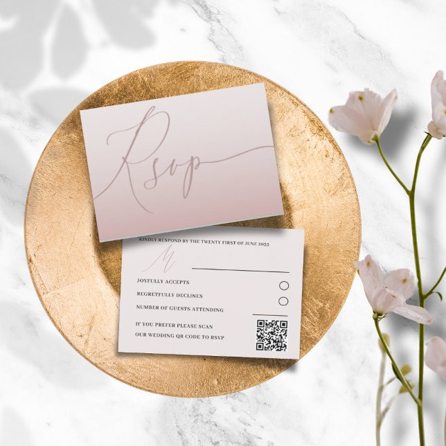 Código QR Moderno Rosa Dourado Simples RSVP Casame (Criador carregado)