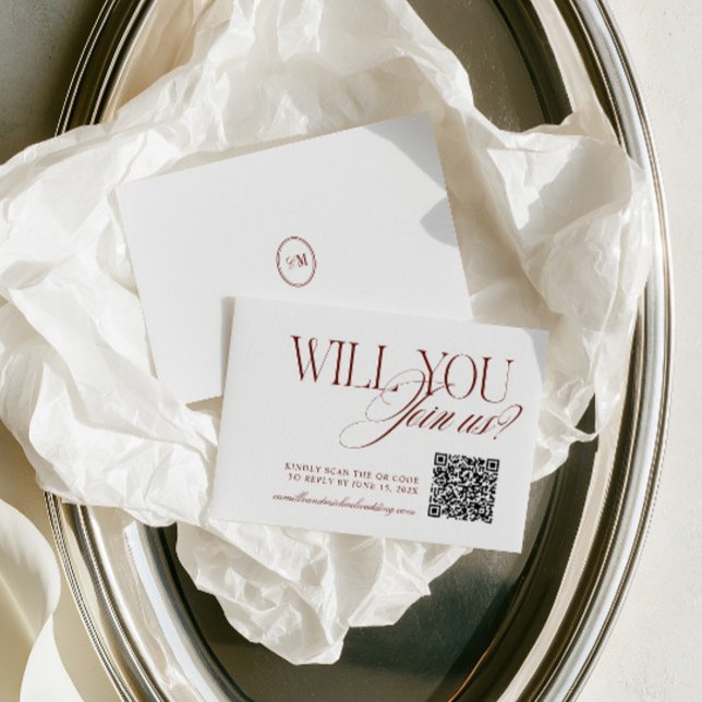 Código QR Moderno Terracota Profundo RSVP Casament (QR Code Modern Deep Terracotta Wedding RSVP Card)