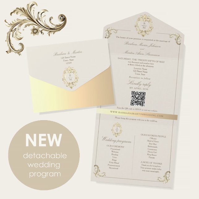 Código QR Monograma Barroco Casamento (Criador carregado)