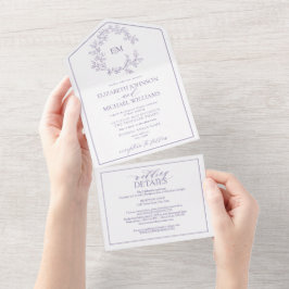 Código QR Monograma de Folheto de Lavanda Lilac