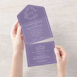 Código QR Monograma de Folheto de Lavanda Lilac