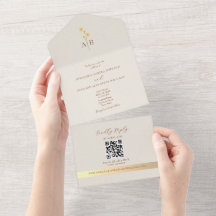 Código QR Neutro Casamento Flor Silvestre Dourado 