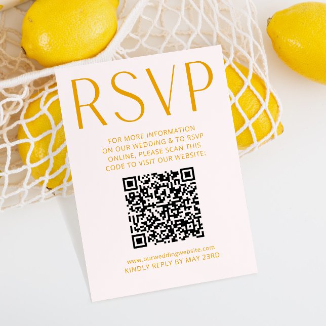 Código QR on-line RSVP Amarelo Simples e Brilhante (Criador carregado)