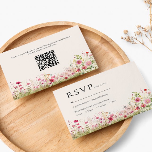 Código QR online de RSVP de casamento botânico boê (Criador carregado)