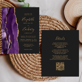Código QR Orçamento Roxo Ágata Dourada Casamento E