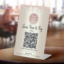 Código QR Pague Aqui Brilho Rosa Dourado Logotipo 