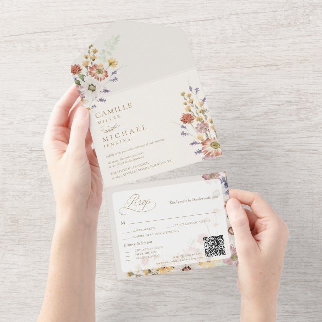Código QR para Casamento de Outono com Flor Silves (Aba destacável)