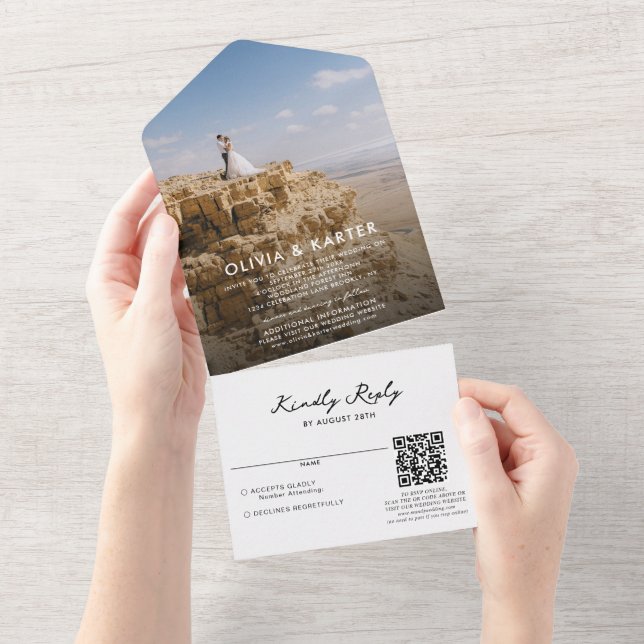 Código QR para Casamento Romântico de Fotos Simple (Tearaway)